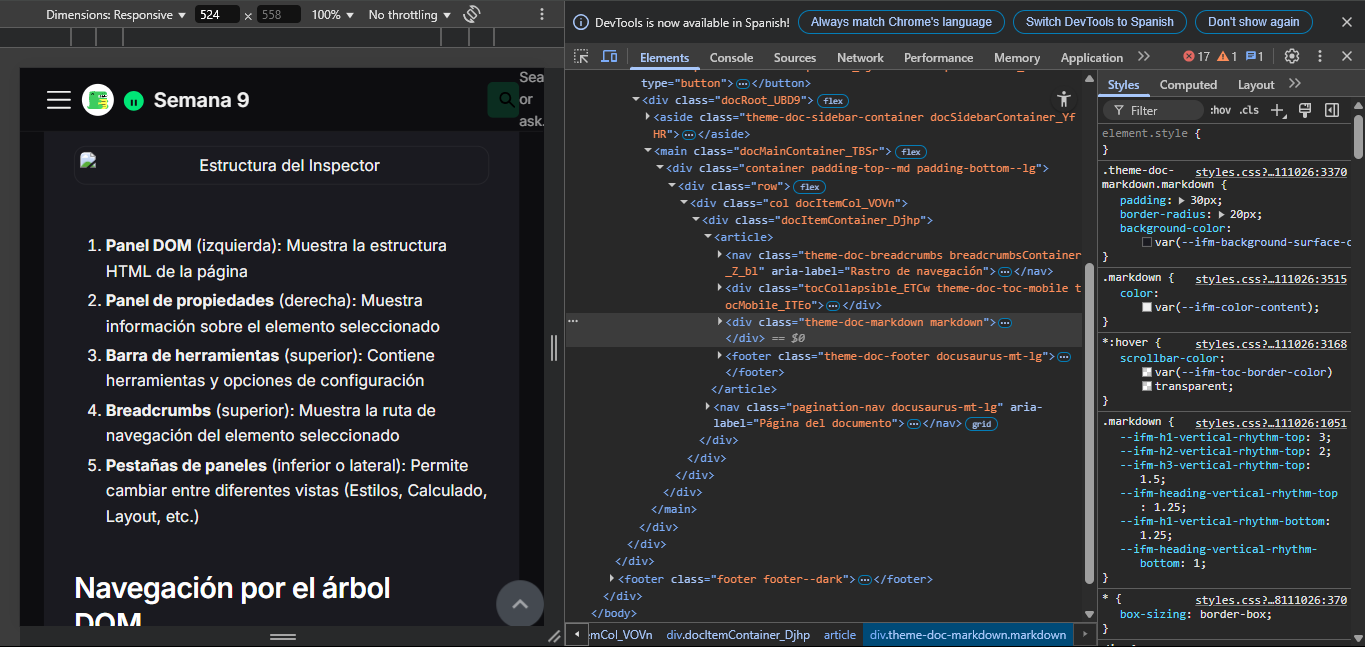 Estructura del Inspector